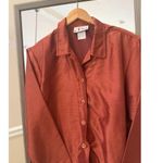N Touch Metallic Mustard Long Sleeve Button Down Blouse Top Large Career Office Red Photo 1