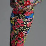 Anthropologie  Mesh Halter Mock-Neck Dress – Floral Bodycon Midi, Size S Photo 0