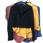 ZARA black collard long sleeve crop size Xs with button closure sleeve cuffs Photo 2