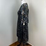 Modcloth  Shimmering Black Floral Dramatic Depths Velvet Short Sleeve Dress XL Photo 7
