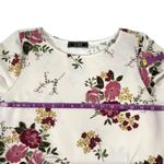 Women's | Aime | White Floral 3/4 Sleeve Flowy Crew Neckline Dress Photo 5
