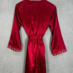 Morgan Taylor  Intimates Robe Womens XS Red Satin Hearts Lace Romantic Feminine Photo 5