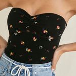 Forever 21 Black Floral Knit Tube Bodysuit Top Photo 2