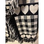 Y2K Folk Farmhouse Woven Checks Sheep Hearts Fringe Open Front Boho Cottagecore Black Size L Photo 7