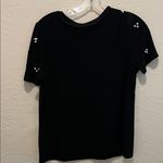 Vintage Elegant Black Top with Pearl Accents on short sleeves Photo 4