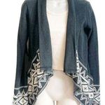 Billabong Long Sleeve Open Front Cardigan Sweater Gray White Southwestern Small Photo 0