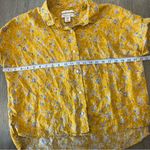 Rachel Zoe  Golden Yellow Floral Button Down 100% Linen Short Sleeve Top Size XS Photo 6