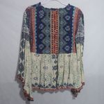 Angie Bohemian Western Print Wide Bell Sleeves Festival Women's Top Size M Photo 5