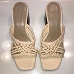 Ann Taylor Women’s Leather Cream Woven Braided Square Toe Chunky Block Heels Photo 1