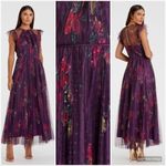 Mac Duggal  2143  Womens FLORAL FLUTTER SLEEVE MIDI DRESS Photo 2