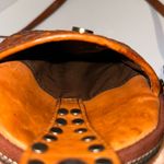 Vilenca Holland Leather Cognac Phone‎ Woven Studded Crossbody Pouch Handbag Brown Photo 2