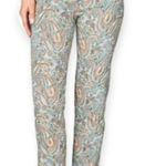 Talbots Tablots Ankle Pants Size 10 Light Blue Paisley Print Pockets Photo 0