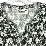 Serengeti Womens XL Elephant Print V Neck Tunic Top Rayon Made In India Boho Black Photo 3