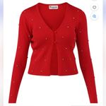 No Boundaries Red Ridded Sweater with Rhinestone Embellishments New size medium Photo 0