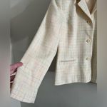 Vintage 90s Pastel Yellow Tweed Blazer Petite 8P Preppy Spring Jacket Photo 2