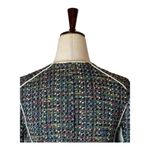 Ramy Brook  Jacket Women Small Black Tweed Leather Sleeve And Trim Full Zip Retro Photo 3