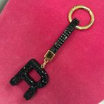 Initial R Black Crystal Keychain purse charm Accessory NIP Photo 0
