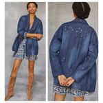 Pilcro Anthropologie Quilted Denim Kimono Jacket Paint Splatter Size XS Photo 13