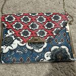 ALDO gold chain wallet clutch bag floral red blue, crossbody/ shoulder. EUC Photo 2