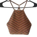 Fornia Women's Size‎ S/M Orange Brown Striped Halter Bralette Size M Photo 1