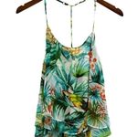 Show Me Your Mumu Spike Tank Blouse Tropical Palms Birds Print Coastal Size S Photo 2