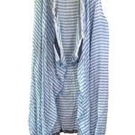 Randi & Will Long Open Cardigan Blue & White Stripe Women's One Size Sleeveless Photo 0