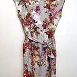 The Limited Lilac Lavender Purple Gray ish Floral Satin Cap Sleeve Belted Dress Photo 0