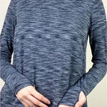 Zyia Navy Space Dye Long Sleeve Split Open Back Athletic Shirt Size M Photo 0