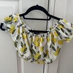 Primark White Yellow Green Lemon Puff Sleeve Crop Top Photo 0