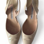 Manolo Blahnik  Carolyne Serpent 256 Slingback Heels 40 Cream Snake Glitter RARE Photo 0