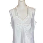 Athleta  Sleeveless Collared Top White Tiered Back Hem V Neck Womens Size 1X Photo 3