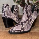 Vince Camuto Gigietta Black and White Snakeskin Chunky Heeled Boots Photo 5