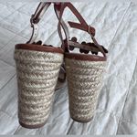 Kate Spade  Brown Leather Strappy Floral Tisdale Espadrille Wedge Sandals Boho-8M Photo 3