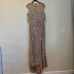 Mac Duggal NWOT  5619 Beige Embellished Illusion High Neck Cap Sleeve Gown Nude Photo 3