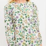 Loft Floral Linen-Blend Long Sleeve Shift Dress Sz.0 NWT Photo 0