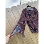 Daniel Cremieux Cremieux Boho Sheer Geometric floral Bell Sleeve Top Blouse Size‎  small blue Photo 3