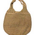 Vintage knitted metal pearl beads handbag Gold Photo 0