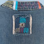 Chico's Y2K Funky Chico’s Denim Abstract Floral Embroidered Colorful Zip Up Vest Jacket Photo 10