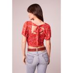 Band of the Free Joelle Crimson Floral Smocked Top Boho Puff Sleeve Smocked L Red Size L Photo 1