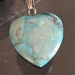 New Handcrafted 2 Yellow Jasper, Amazonite Heart Shaped Stone Pendants and Chain Tan Photo 1