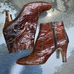 Authentic Snakeskin Brown Jean Perry Made In Italy Zip Ankle Boots Size 8.5 39 Photo 9