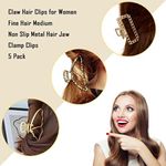 Medium Claw Clips for Thick Hair Metal Gold & Leopard Non Slip Pearl Jaw Clamps Photo 1