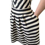 Banana Republic Fit Flare Cocktail Dress Black White Striped Sz 2 Pockets A-Line Photo 3