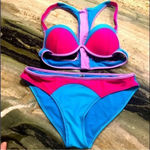 Tinibikini  Colorblock Blue/Pink Bikini Sz Small Photo 0