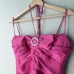 NEW Rasario Dress Pink Linen Crystal Buckle Midi Cocktail Shift Dress Size US 4 Photo 3