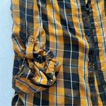 Billy T Women's L Soft Mabry Checkered Gold Long Sleeve Button Up Collared Shirt Size L Photo 4