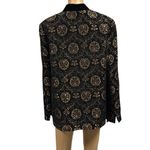 Laura Ashley  Black Bronze Tapestry and Velvet Button Up Peacoat Jacket Womens L Photo 4