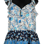 Nine Britton Stitch Fix Women Cream Blue Floral Tank Top L NWT Photo 0