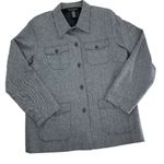 Dialogue  Medium Gray Button-Front Jacket blazer Pockets linen blend Herringbone Photo 1
