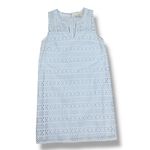 Loft Eyelet Split Neck Sleeveless Shift Tunic Mini Dress Powder Blue Size 2 Photo 14